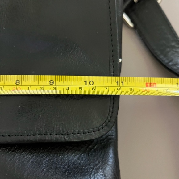 VERA PELLE Black Leather Crossbody Purse Bag - Picture 7 of 8